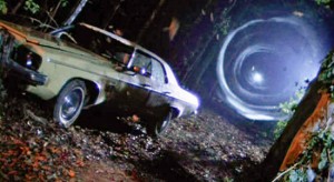 oldsmobile being sucked into a vortext from evil dead 2