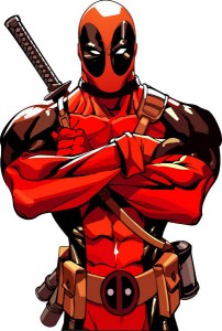 deadpool lookin like a badass with a belly full of chimichangas