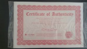 Certificate of Authenticity for the Sherlock Holmes comic