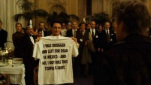 Sean Penn gives Michael Douglas a t-shirt