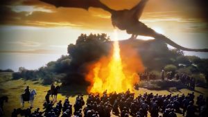 Daenerys has Drogon burn Dickon and Randyll Tarly for not bowing to her