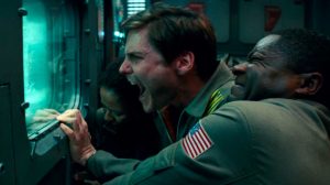 Daniel Bruhl yells at an airlock in The Cloverfield Paradox
