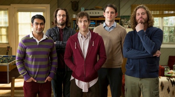 group shot of the main characters in HBO's Silicon Valley