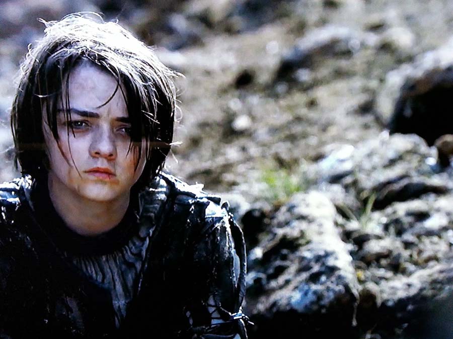 Arya Stark looking sad in Game of Thrones