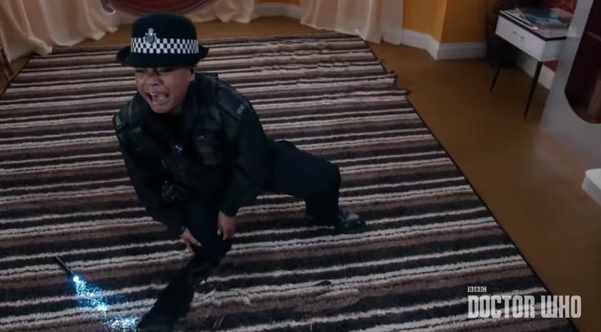 cop in doctor who episode being flattened