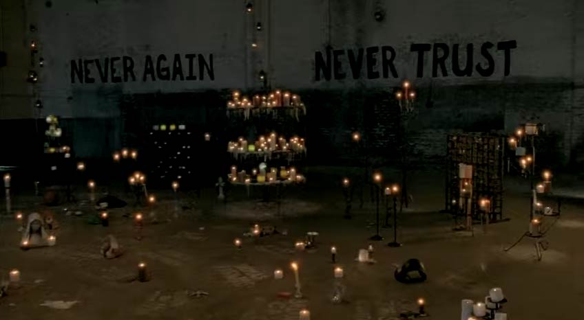 candles in a gym, never again spray painted on the wall