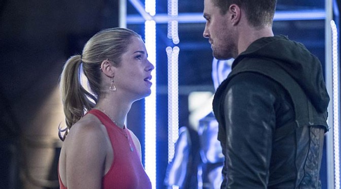 two characters from the arrow talking to each other