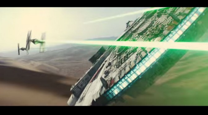 tie fighters firing at the millenium falcon