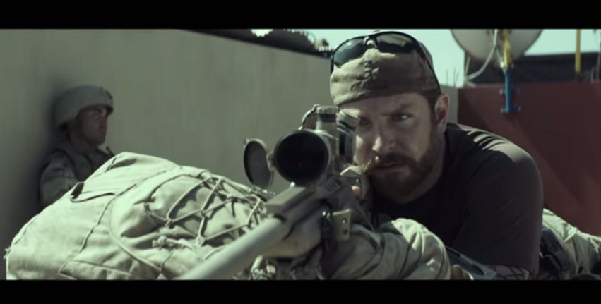 bradley cooper lookin through a sniper scope