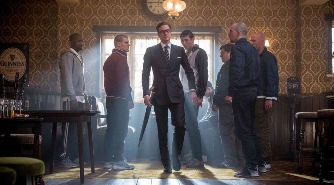 screen grab of the Kingsman, an action spy spoof