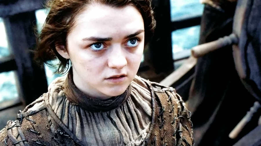 arya stark looking at big doors