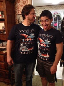 Author and Nephew wearing Loot Crate Shirt