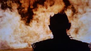 Night's King looks at fire