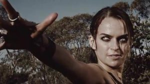 Brooke shows off her super powers to an off screen zombie.