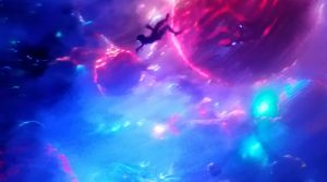 Dr. Stange floats in space