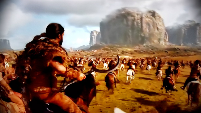 Dothraki charging the Lannister line in Game of Throne's episode four,the Spoils of War