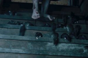 Rats follow Wilfred as he walks up stairs in 1922
