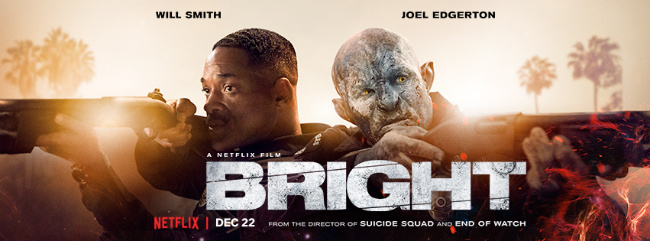 Movie poster for Netflix's Bright with Will Smith and Joel Edgerton