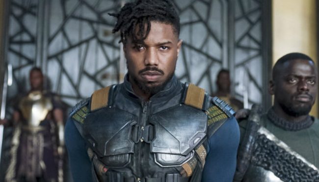 Killmonger walks in to the throne room in Black Panther