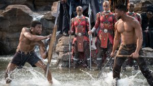T'Challa and Eric Killmonger fight for the throne of Wakanda in Black Panther