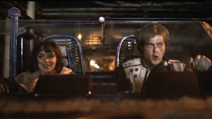 Han and Qi'ra race through the streets of Corellia in Solo: A Star Wars Story
