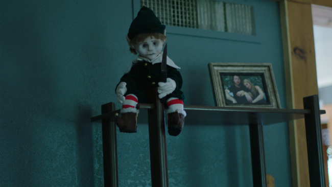 The Elf on the shelf in the Christmas horror movie The Elf