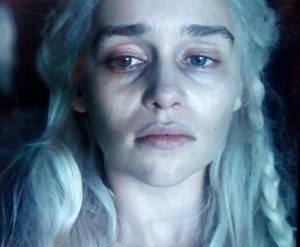 Daenerys in mourning in The Bells episode five of Game of Thrones