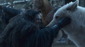 Jon greets Ghost in Game of Thrones finale