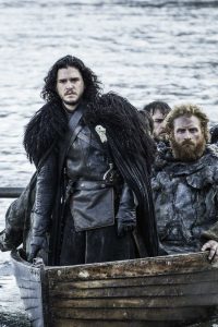 Jon Snow leaves in a boat in Game of Thrones