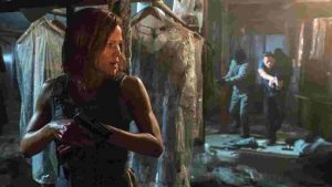 Jennifer Garner hides for an ambush in the revenge movie Peppermint