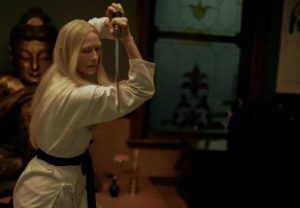 Tilda Swinton slings a sword in The Dead Don't Die