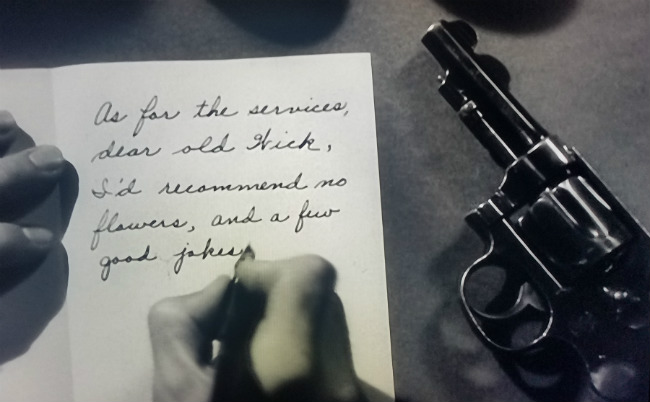 Don's suicide note in The Lost Weekend