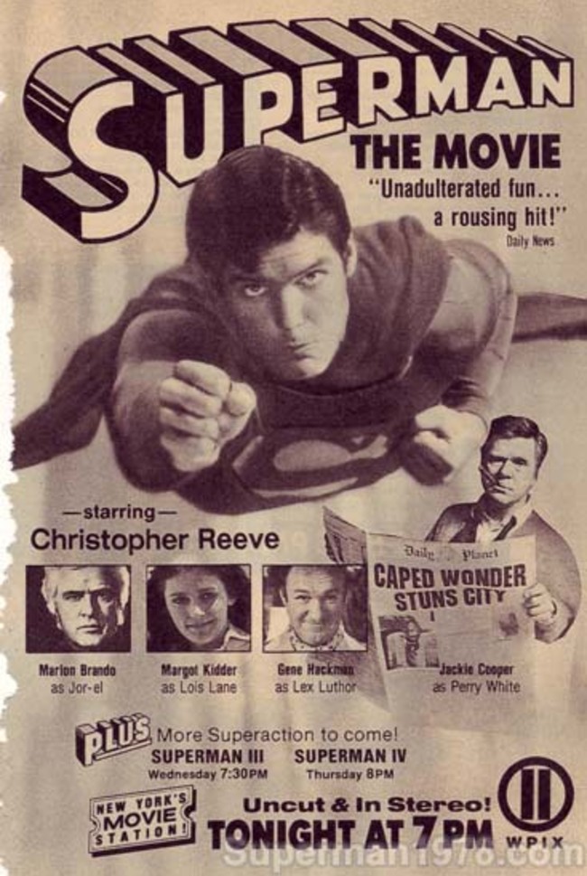 newspaper ad for Superman television premiere