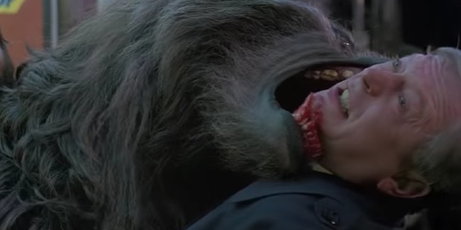 the werewolf bites someone's head off