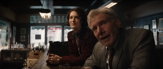 Harrison Ford and Helena at a bar in Indiana Jones and the Dial of Destiny